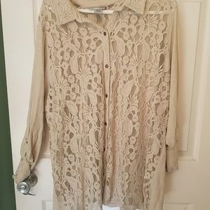 Plus size curvy womans lace top